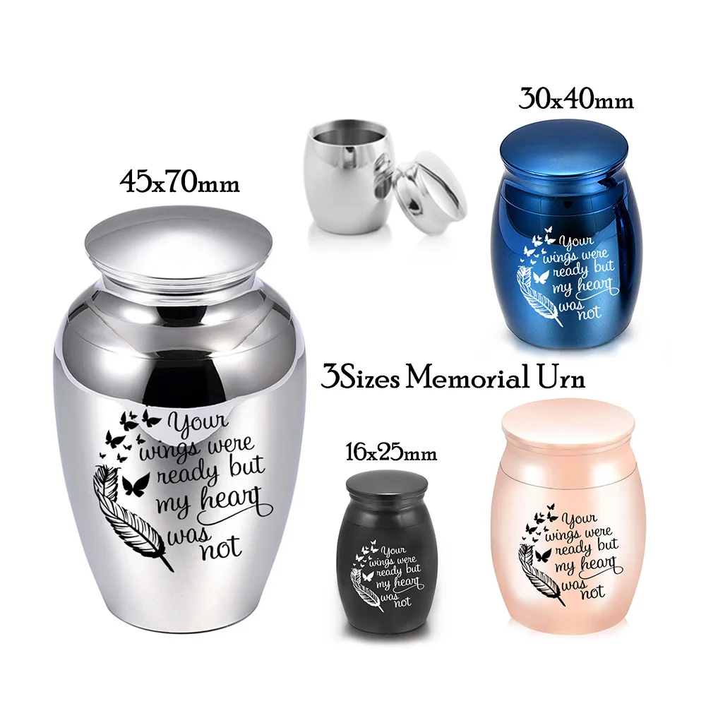 Your Wings Were Ready My Heart Was Not- 5 Colors 3 Sizes Metal Human Ashes Urns Pet Keepsake Feather Memorial Jar Holder
Your Wings Were Ready My Heart Was Not- 5 Colors 3 Sizes Metal Human Ashes Urns Pet Keepsake Feather Memorial Jar Holder