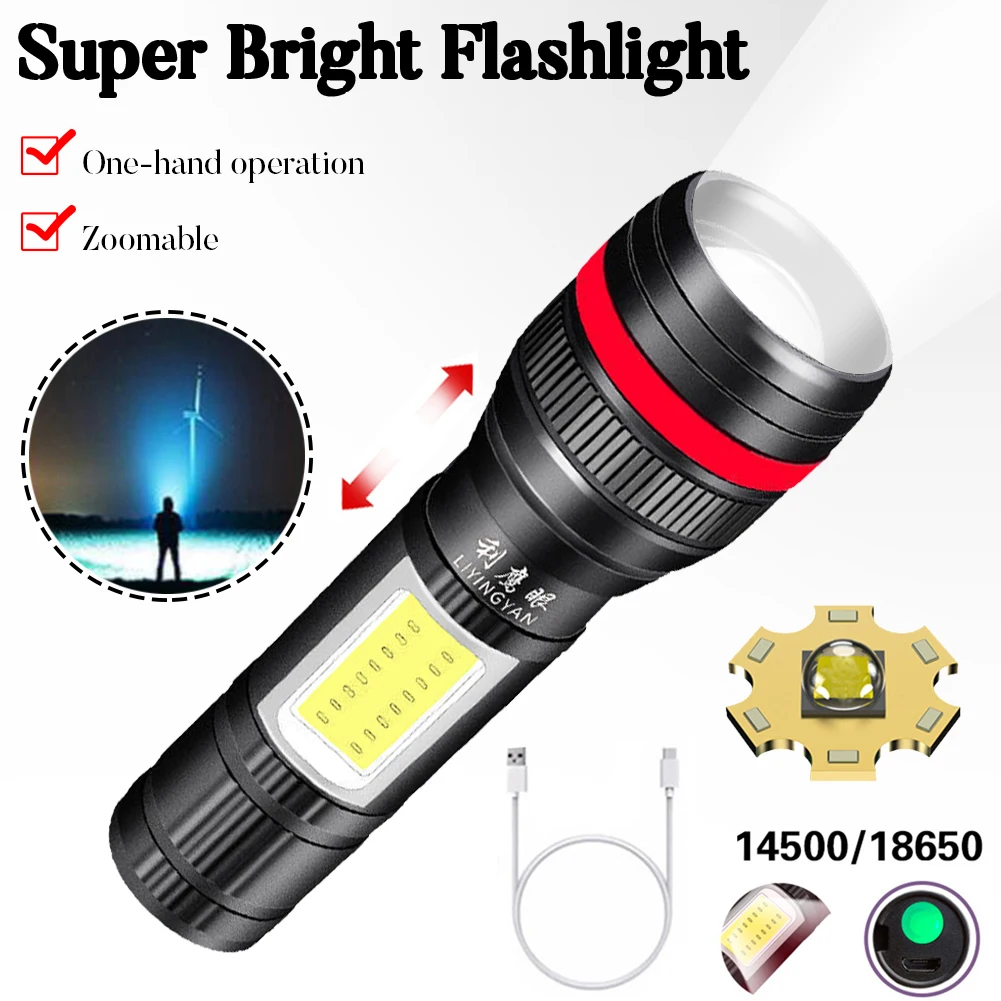 Portable LED Flashlight Rechargeable 26650 Battery 3 Modes Zoomable Aluminum Alloy Handheld Torch Water Resistant For Camping
Portable LED Flashlight Rechargeable 26650 Battery 3 Modes Zoomable Aluminum Alloy Handheld Torch Water Resistant For Camping
