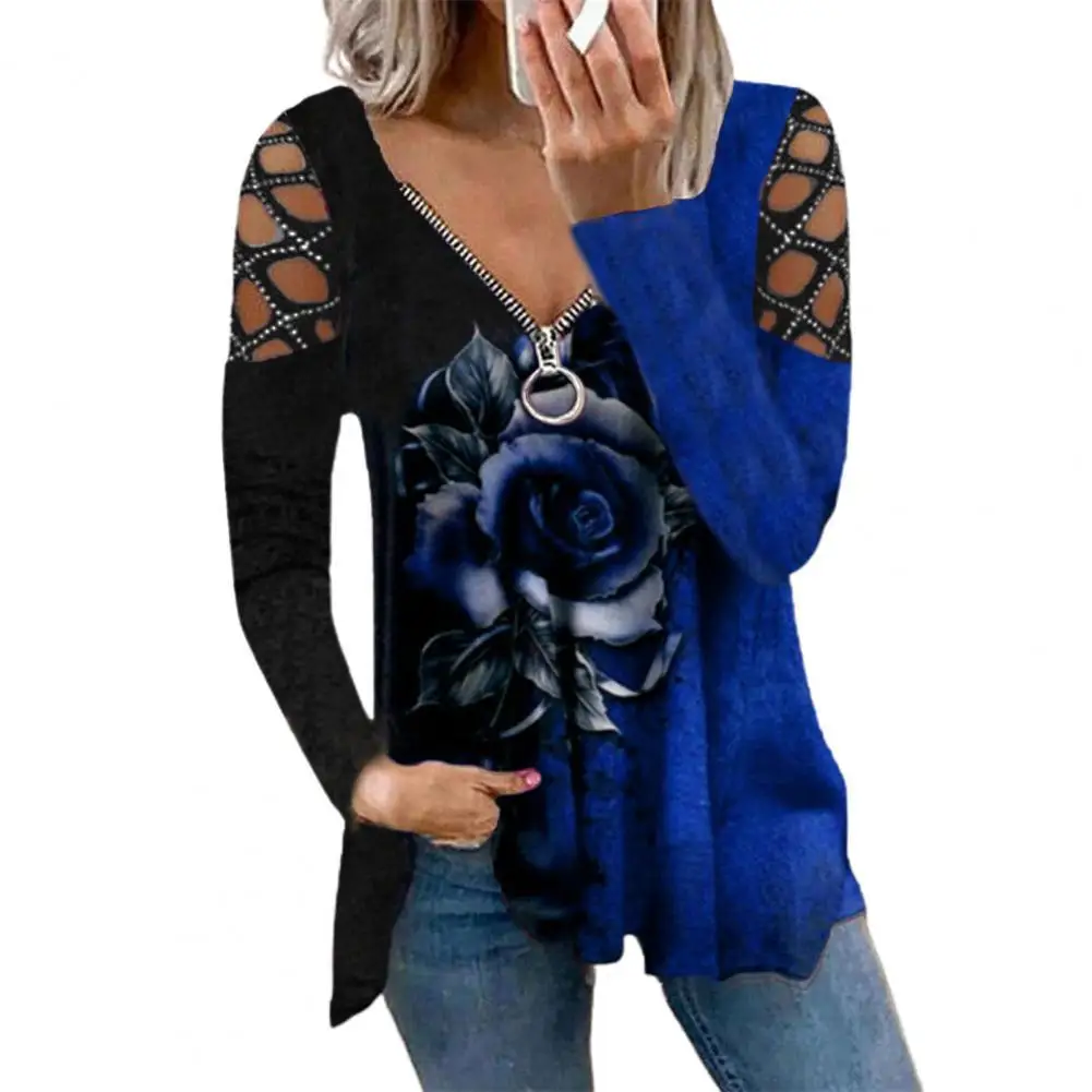 Sexy Women Blouse Hollow Long Sleeve Zipper Neck Tee Shirt Rose Flower Print Pullover rose flower print hollow women blouse 3XL
Sexy Women Blouse Hollow Long Sleeve Zipper Neck Tee Shirt Rose Flower Print Pullover rose flower print hollow women blouse 3XL