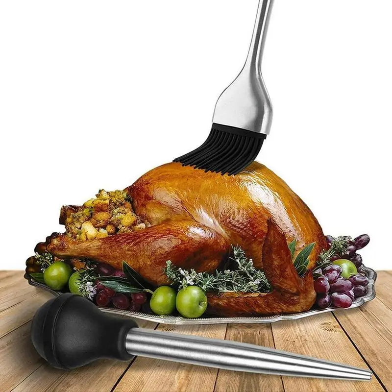Stainless Steel Turkey Seasoning Tool Silicone Cleaning Brush Head Barbecue Accessories Delicious Food Gadgets
Stainless Steel Turkey Seasoning Tool Silicone Cleaning Brush Head Barbecue Accessories Delicious Food Gadgets