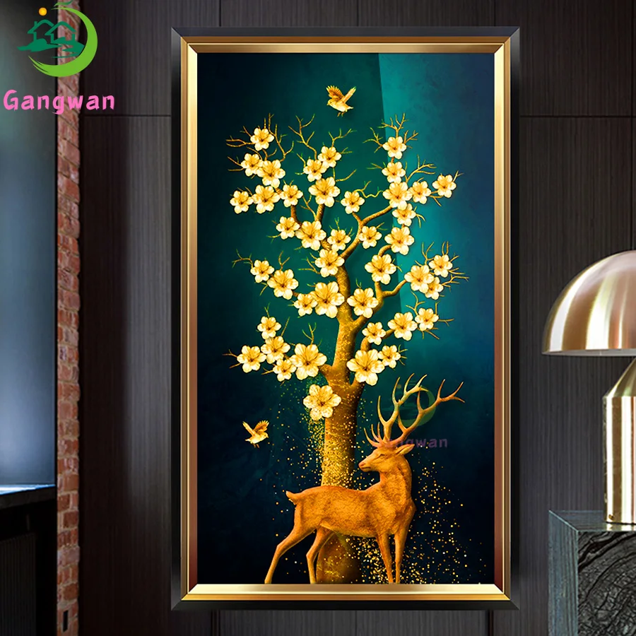 

DIY 5D Sale Diamond Embroidery, Mosaic, Golden flower Money Tree, Elk,Deer, Full rhinestone diamond Painting Cross Stitch decor