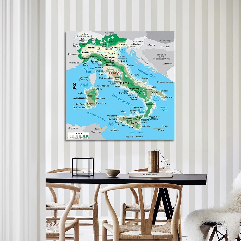 150*150cm The Italy Orographic Map Vinyl Print Wall Poster Non-woven Canvas Painting Classroom Home Decoration School Supplies
150*150cm The Italy Orographic Map Vinyl Print Wall Poster Non-woven Canvas Painting Classroom Home Decoration School Supplies