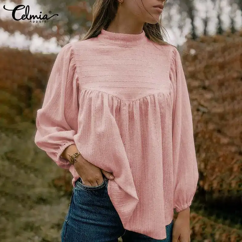 Celmia Casual Half High Collar Women Blouses 2022 Fashion Stitching Cotton Dobby Long Puff Sleeve Shirts Leisure Texture Tops
Celmia Casual Half High Collar Women Blouses 2022 Fashion Stitching Cotton Dobby Long Puff Sleeve Shirts Leisure Texture Tops
