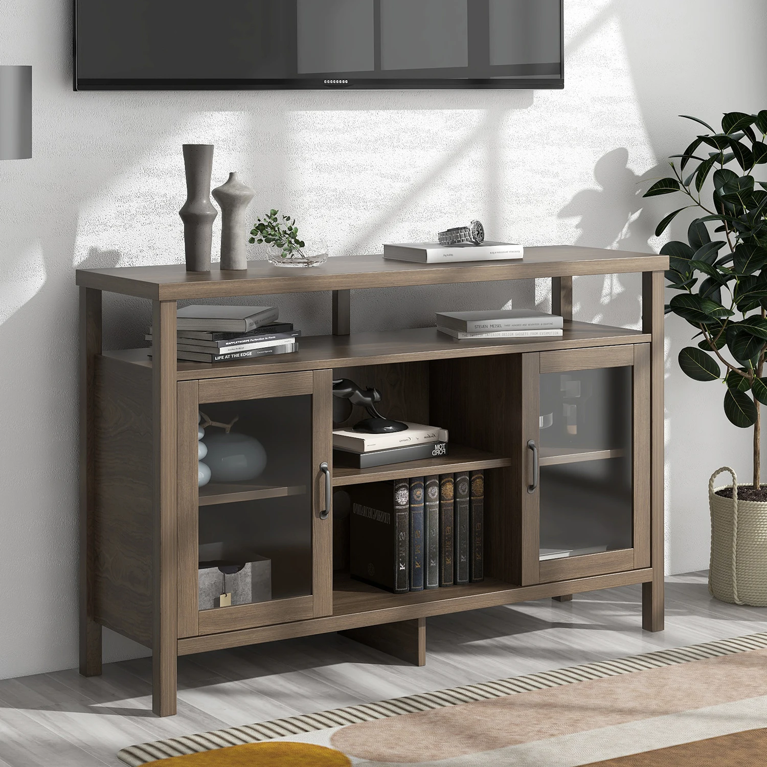 Tall Wood Universal TV Stand with Open Storage for TV's up to 59" Flat Screen Living Room Storage Entertainment Center Grey
Tall Wood Universal TV Stand with Open Storage for TV's up to 59" Flat Screen Living Room Storage Entertainment Center Grey