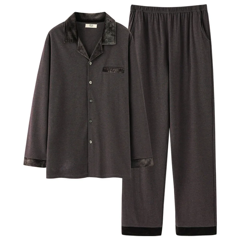 Pajamas Men's Spring and Autumn Long-sleeved Middle-aged Cotton Cardigan Men's Models Plus Size Home Service Suit Ensemble Homme
Pajamas Men's Spring and Autumn Long-sleeved Middle-aged Cotton Cardigan Men's Models Plus Size Home Service Suit Ensemble Homme