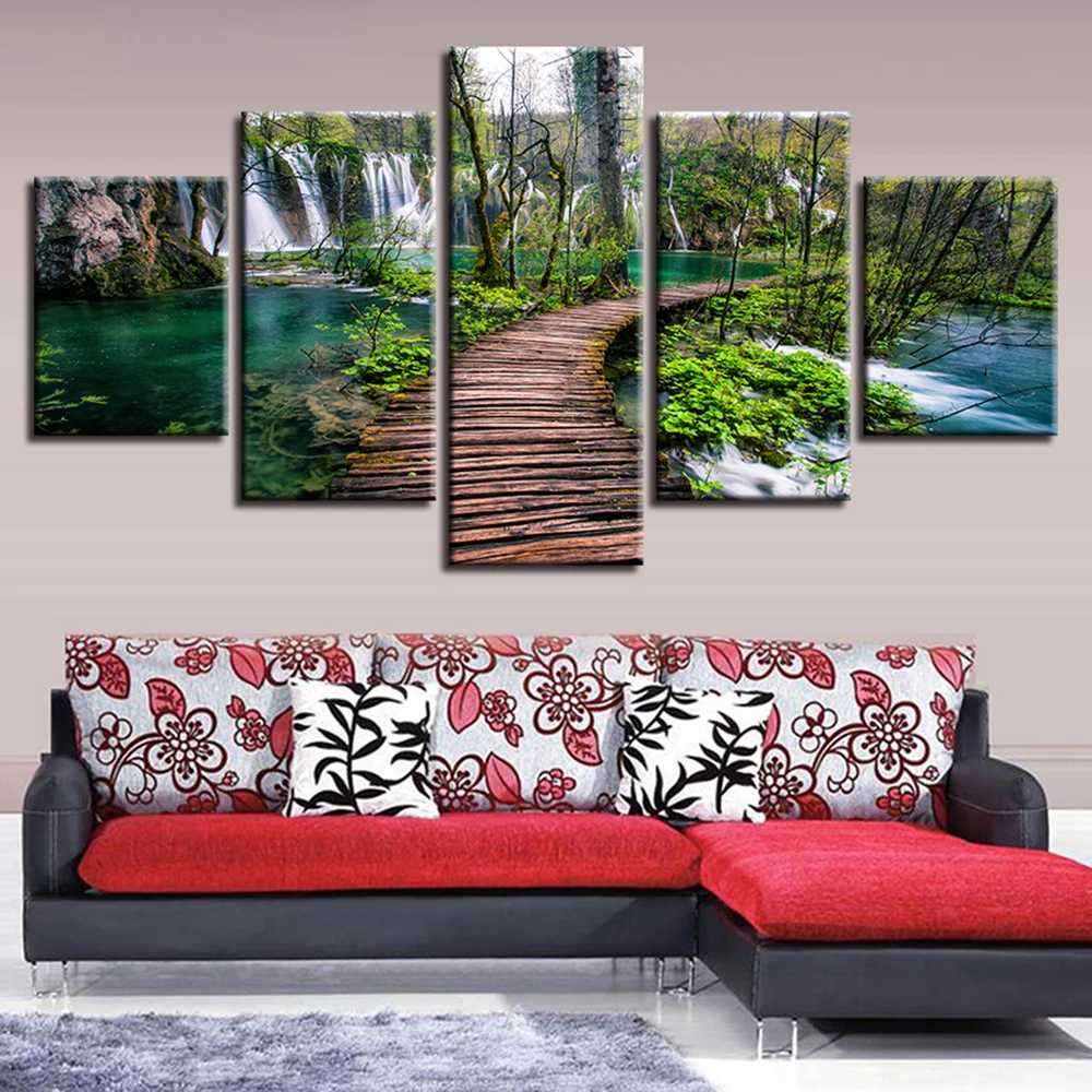5 Pieces Wall Art Canvas Painting Landscape Poster Wild Wooden Bridge Modern Home Decoration Modular Living Room Pictures
5 Pieces Wall Art Canvas Painting Landscape Poster Wild Wooden Bridge Modern Home Decoration Modular Living Room Pictures