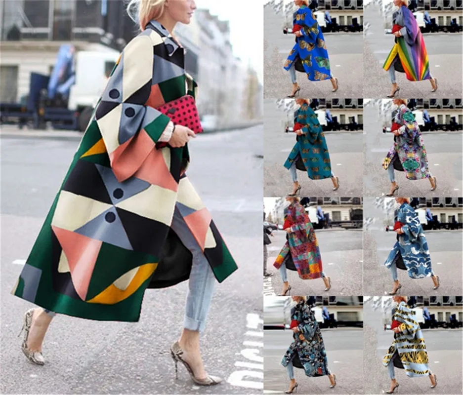 Ladies' Woolen Coat Casual Fashion Coat Long Flared Sleeve Geometric Contrast Coat
Ladies' Woolen Coat Casual Fashion Coat Long Flared Sleeve Geometric Contrast Coat