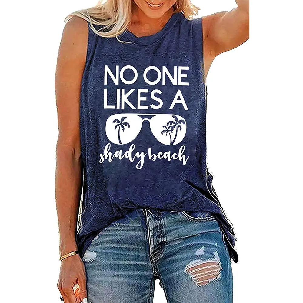 Carney cross border European and American women's Vest Amazon coconut tree eye letter round neck sleeveless T-shirt
Carney cross border European and American women's Vest Amazon coconut tree eye letter round neck sleeveless T-shirt