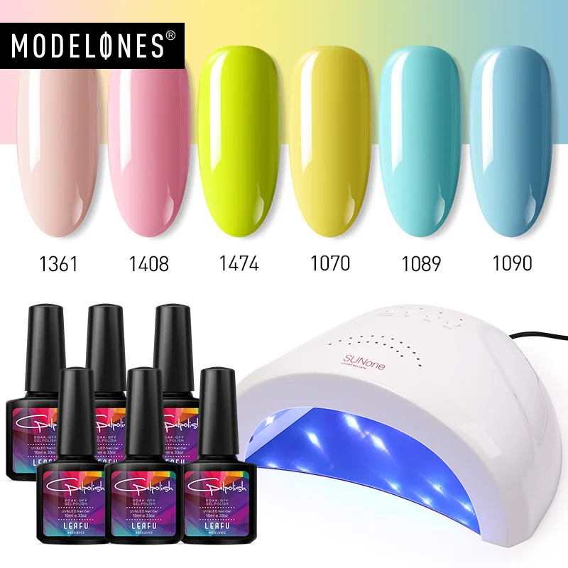 Modelones 7 шт./лот 48 Вт Светодиодная лампа Гель-лак для нейл-арта набор замачивания