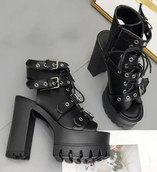 BONJEAN Summer Newest Super High Woman Boots Peep Toe Platform Thick Heels Shoes Punk Style Rivets Studded Sandal Boots
BONJEAN Summer Newest Super High Woman Boots Peep Toe Platform Thick Heels Shoes Punk Style Rivets Studded Sandal Boots