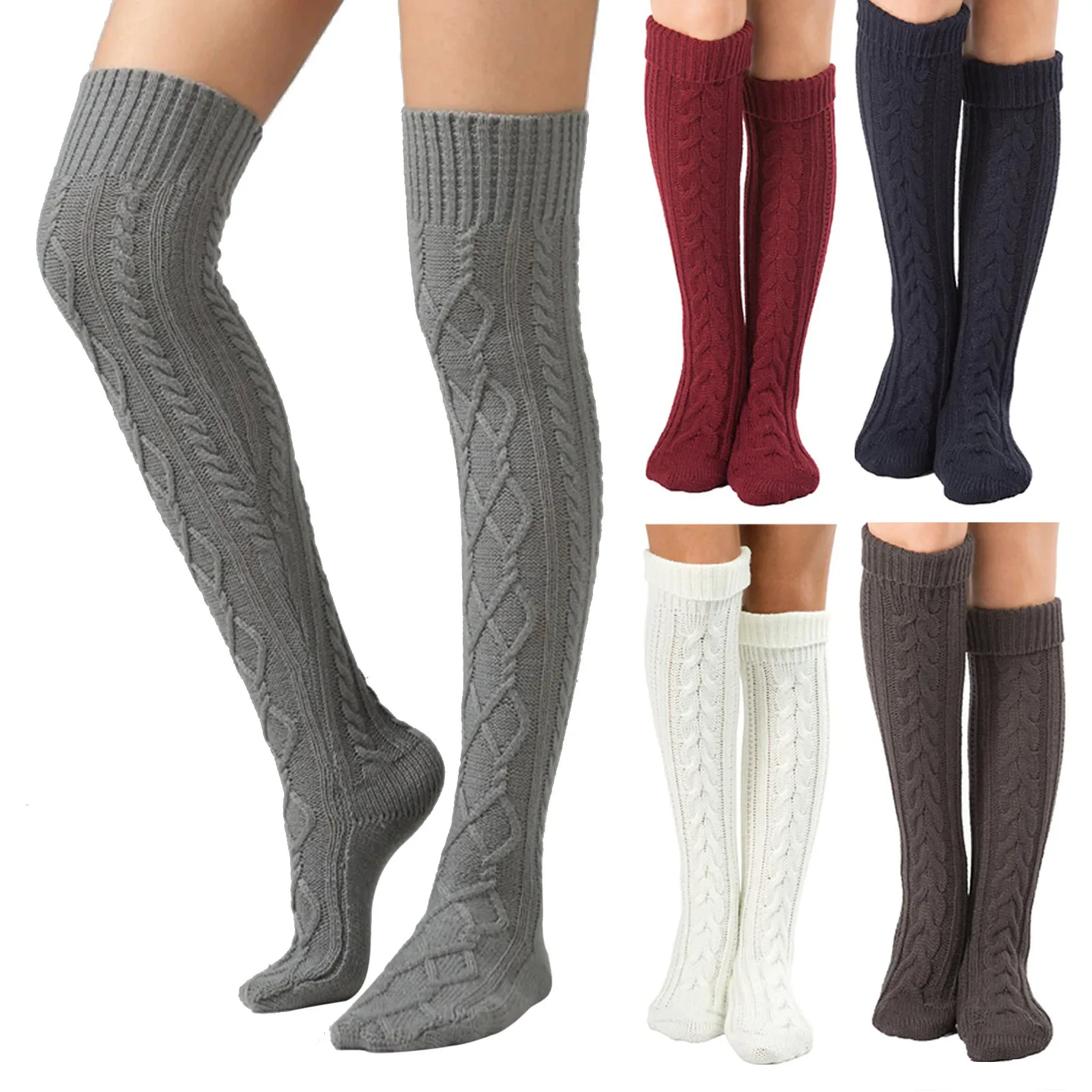 New Women Lady Cable Knit Extra Long Boot Socking Over Knee Thigh High Winter Warm Solid Sexy Stockings calcetines termicos de m 
New Women Lady Cable Knit Extra Long Boot Socking Over Knee Thigh High Winter Warm Solid Sexy Stockings calcetines termicos de m