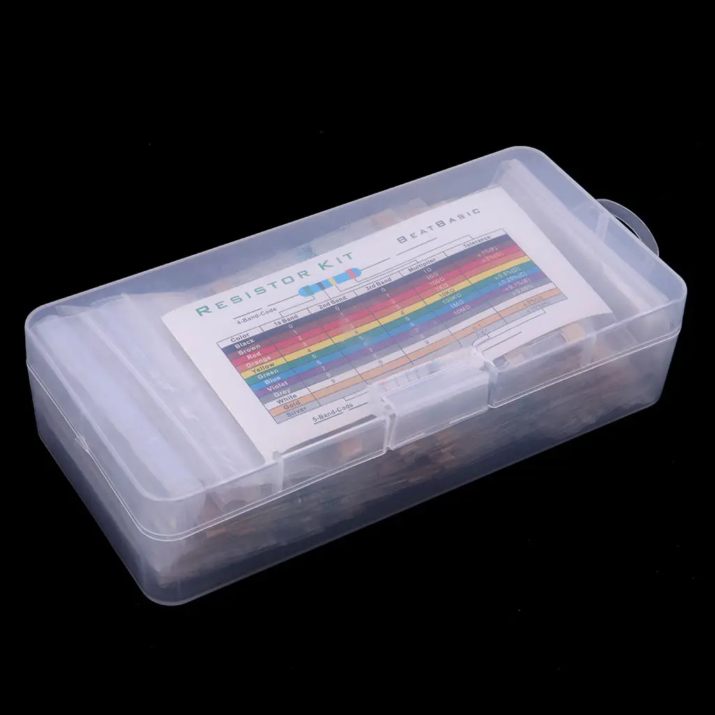 Resistor Assortment Kit - 1140x Assorted Resistors from 0 Ohm to 1M Ohm in a Box- Metal Film Resistors(38 Values)
Resistor Assortment Kit - 1140x Assorted Resistors from 0 Ohm to 1M Ohm in a Box- Metal Film Resistors(38 Values)