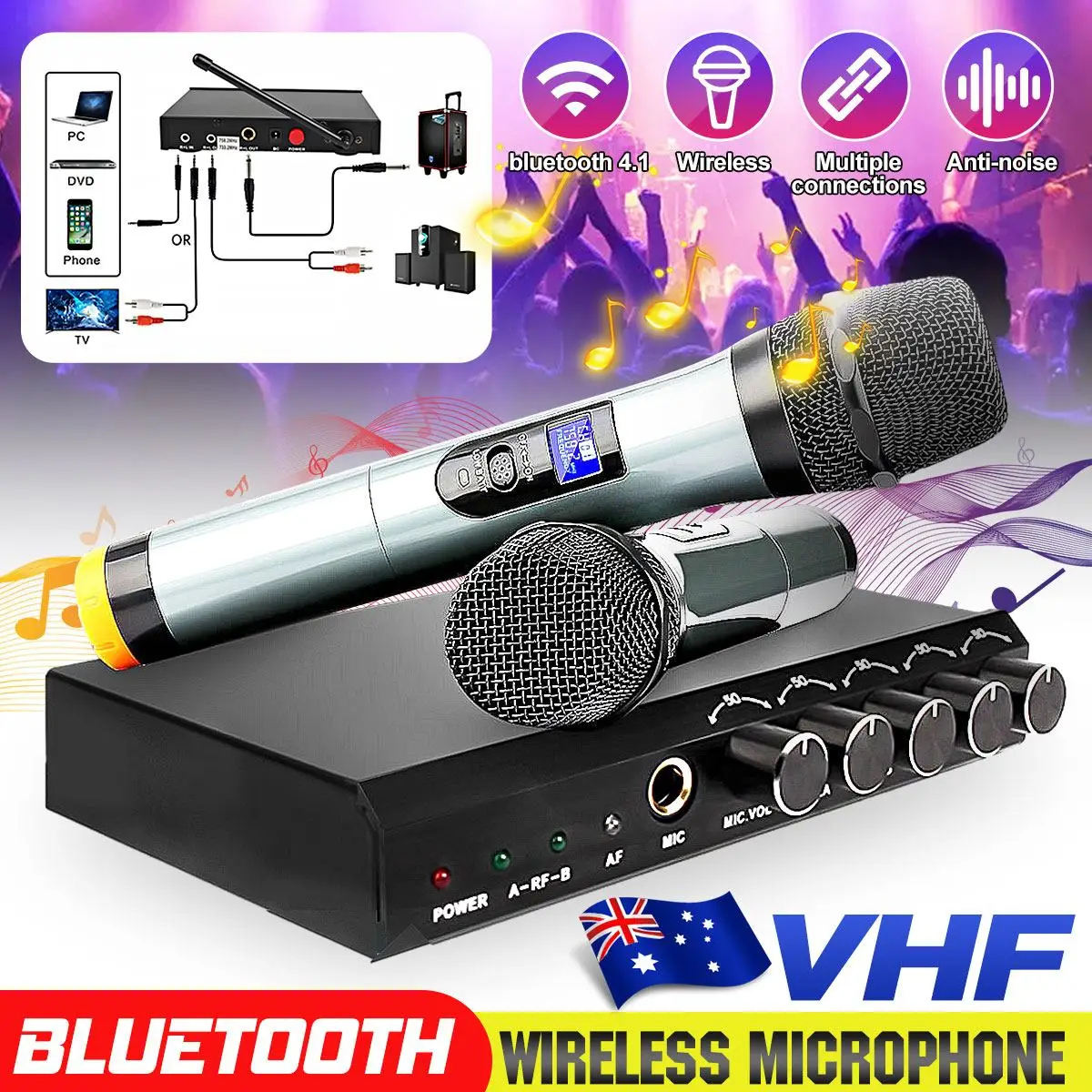 Bluetooth-микрофон, беспроводная система, УКВ, два канала, ручная микрофонная система, портативная караоке, микшер для пения, домашний KTV
Bluetooth-микрофон, беспроводная система, УКВ, два канала, ручная микрофонная система, портативная караоке, микшер для пения, домашний KTV