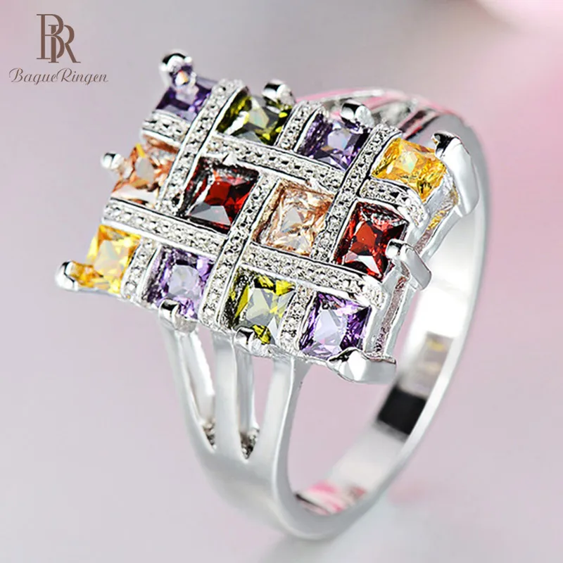 Bague Ringen Geometry Design Silver 925 Jewelry Party Rings for Women Colorful Gemstones Rectangle Female Accessory Size6-10
Bague Ringen Geometry Design Silver 925 Jewelry Party Rings for Women Colorful Gemstones Rectangle Female Accessory Size6-10