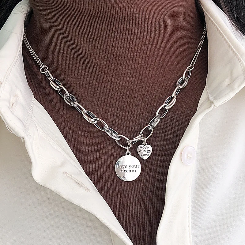 FMILY Vintage 925 Sterling Silver Korean Necklace Geometric Thick Chain Letter Jewelry for Girlfriend Gift
FMILY Vintage 925 Sterling Silver Korean Necklace Geometric Thick Chain Letter Jewelry for Girlfriend Gift