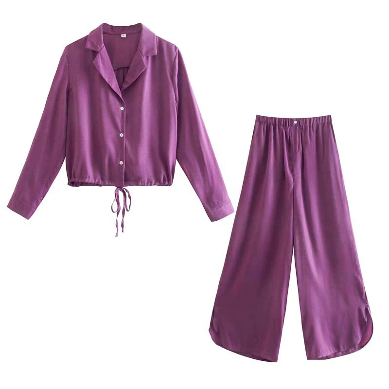 Autumn Long Sleeve Casual Suits Women Shirring Lace Up Cropped Top Suit Lady Loose Split Wide Leg Pants Set Fashion Home Clothes
Autumn Long Sleeve Casual Suits Women Shirring Lace Up Cropped Top Suit Lady Loose Split Wide Leg Pants Set Fashion Home Clothes