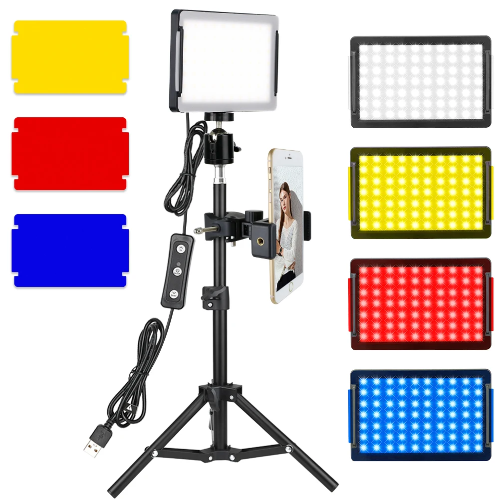 Mini LED Video Lamp Dimmable Four-color Card Panel Photography Light With Phone Clip Tripod Professional Youtube Live Streaming
Mini LED Video Lamp Dimmable Four-color Card Panel Photography Light With Phone Clip Tripod Professional Youtube Live Streaming