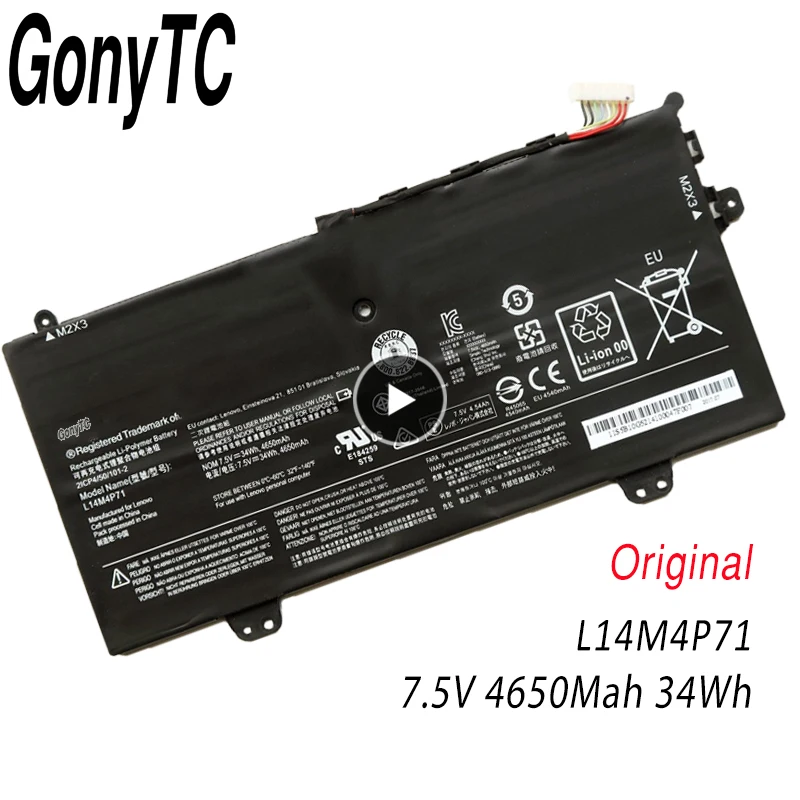 GPNYTC новая настоящая аккумуляторная батарея для ноутбука для L14M4P71 для lenovo Yoga3 11-5Y10c (U) Yoga 3 11 L14L4P71 3 11-5Y10 3 11 80J8 3 (D)
GPNYTC новая настоящая аккумуляторная батарея для ноутбука для L14M4P71 для lenovo Yoga3 11-5Y10c (U) Yoga 3 11 L14L4P71 3 11-5Y10 3 11 80J8 3 (D)