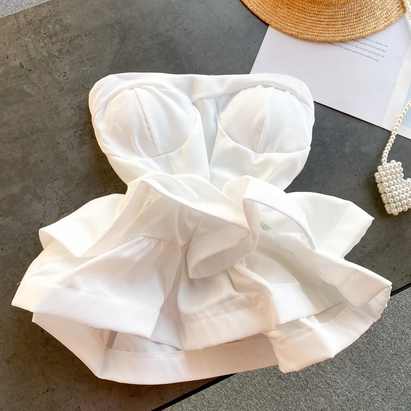 Cascading Ruffle Design Slim Fit Women Blouse Spring Sexy Strapless Tops Solid Color Elegant All-match Femme Blusas
Cascading Ruffle Design Slim Fit Women Blouse Spring Sexy Strapless Tops Solid Color Elegant All-match Femme Blusas