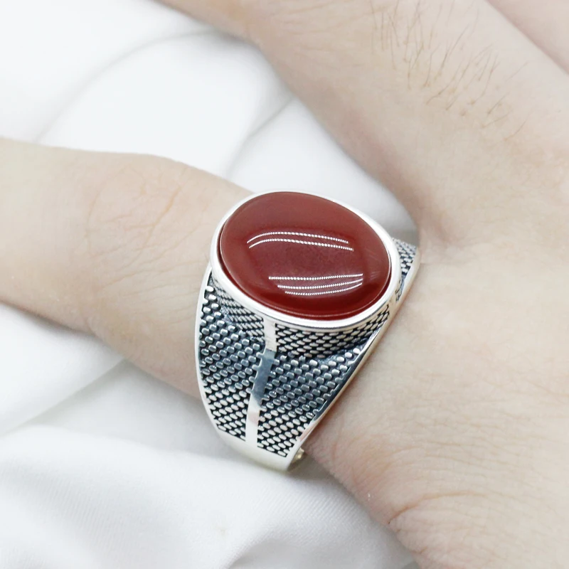 925 Sterling Silver Men Ring with Big Natural Aagte Stone Retro Punk Thai Silver Turkish Ring for Male Female Husband Jewelry
925 Sterling Silver Men Ring with Big Natural Aagte Stone Retro Punk Thai Silver Turkish Ring for Male Female Husband Jewelry