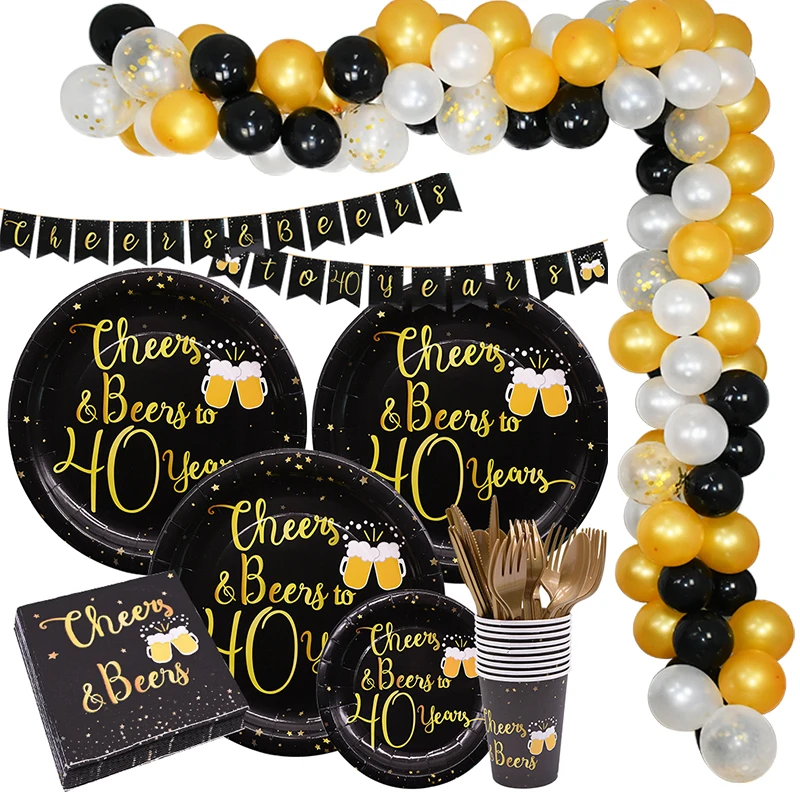 New Black Gold Disposable Birthday Tableware Set 30th 40th 50th 60th Birthday Anniversary Party Plates Banner Napkins Decor
New Black Gold Disposable Birthday Tableware Set 30th 40th 50th 60th Birthday Anniversary Party Plates Banner Napkins Decor