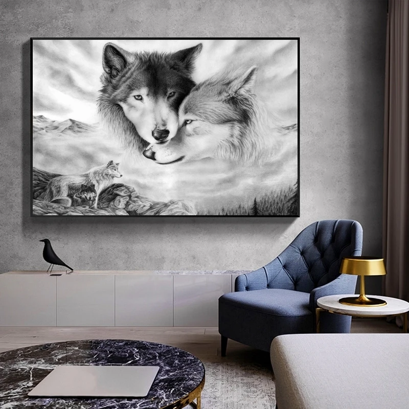 Картины волка на холсте с животным принтом подвесные картины для дома гостиной