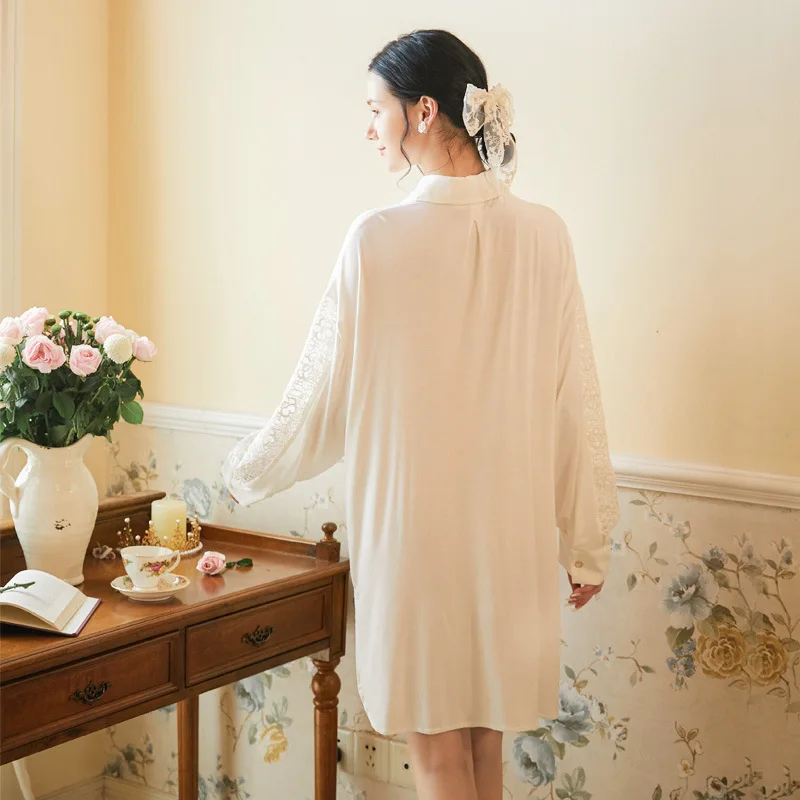 Women 'S Long-Sleeved Pajamas Autumn Simplicity Shirt Loose Large Size Royal Court Princess Modal Home Wear Cardigan Nightdress
Women 'S Long-Sleeved Pajamas Autumn Simplicity Shirt Loose Large Size Royal Court Princess Modal Home Wear Cardigan Nightdress
