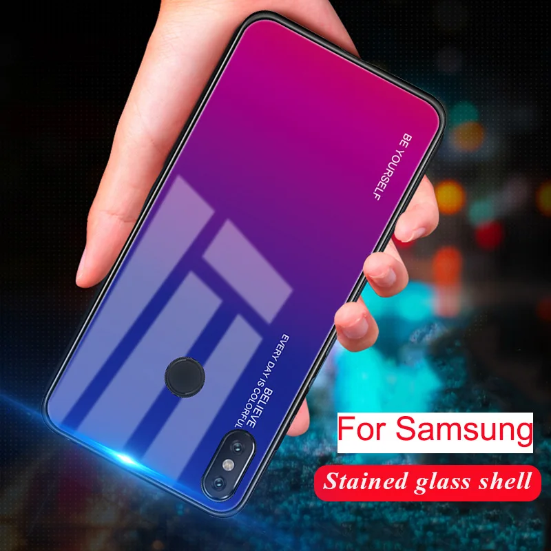 Gradient Tempered Glass Case For Samsung Galaxy A50 A70 Note 10 9 8 S8 S9 S10 Plus S20 A30 A40 Lite | Мобильные телефоны и