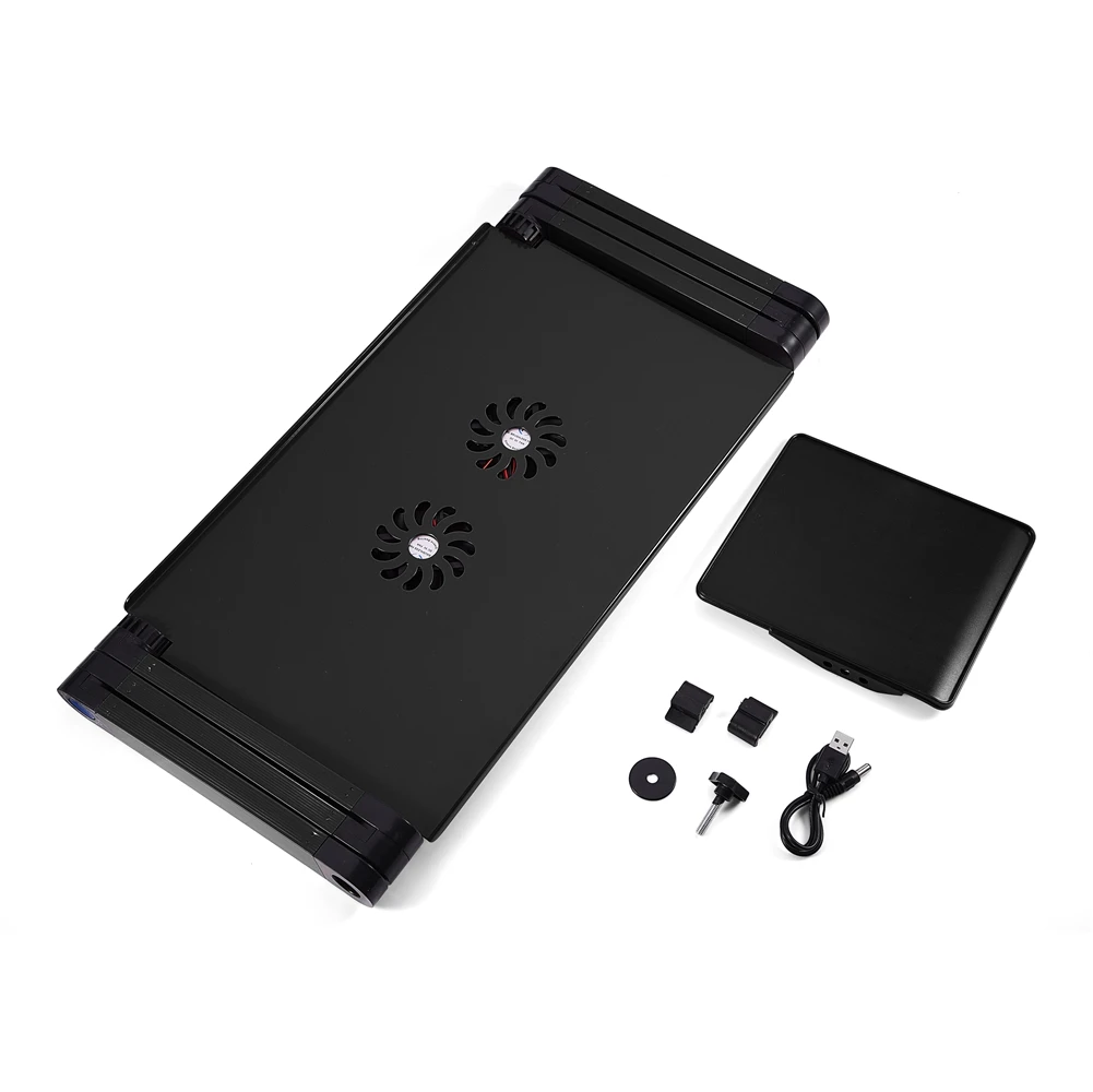 360° Adjustable Foldable Laptop Desk Table Stand Holder w/ Cooling Dual Fan Mouse Boad
360° Adjustable Foldable Laptop Desk Table Stand Holder w/ Cooling Dual Fan Mouse Boad