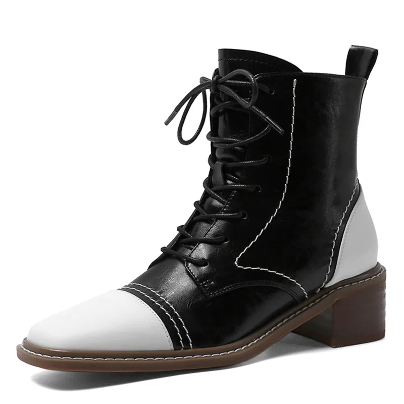 Women Ankle Boots Cross-tied Flat Thick Heel Shoes Short Plush Lining Fall Winter Botas Feminina New Western Style Mixed Color
Women Ankle Boots Cross-tied Flat Thick Heel Shoes Short Plush Lining Fall Winter Botas Feminina New Western Style Mixed Color