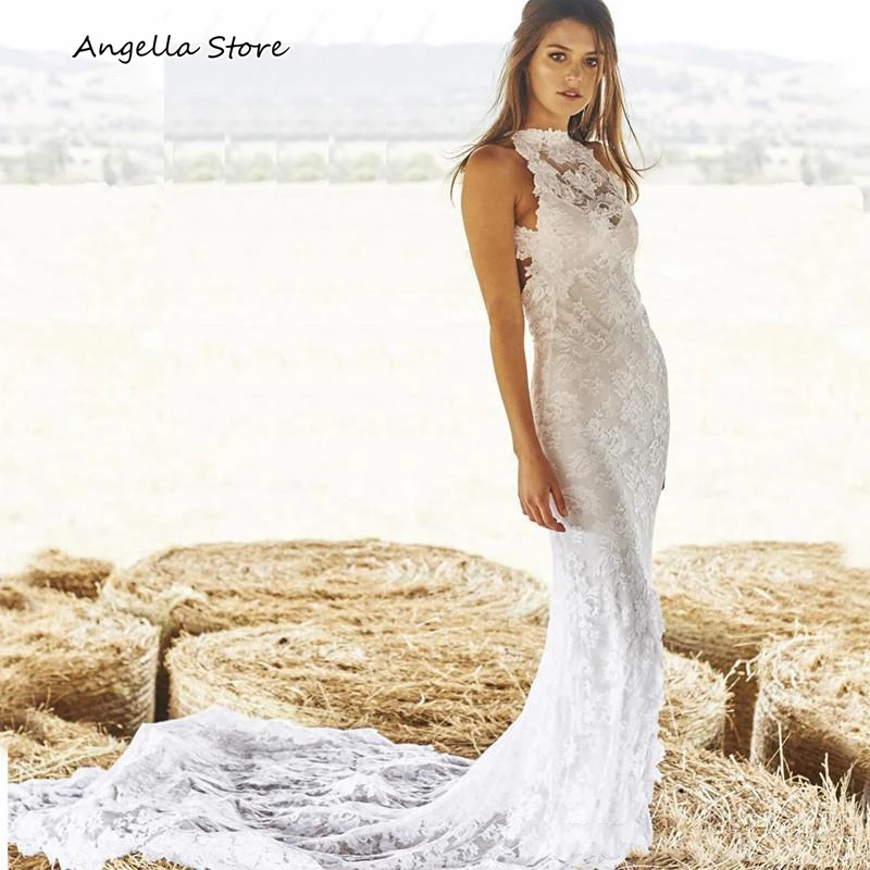 Lace Boho Mermaid Wedding Dress Front Split Sexy Backless Beach Long Train Bridal Gowns Summer Sleeveless Halter Bride Wear
Lace Boho Mermaid Wedding Dress Front Split Sexy Backless Beach Long Train Bridal Gowns Summer Sleeveless Halter Bride Wear