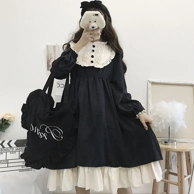 Japanese Sweet Dress Gothic Maid Stitching Button Dress Victoria Tea Party Princess Kawaii Bubble Sleeve 2021 Plus Size Clothing
Japanese Sweet Dress Gothic Maid Stitching Button Dress Victoria Tea Party Princess Kawaii Bubble Sleeve 2021 Plus Size Clothing