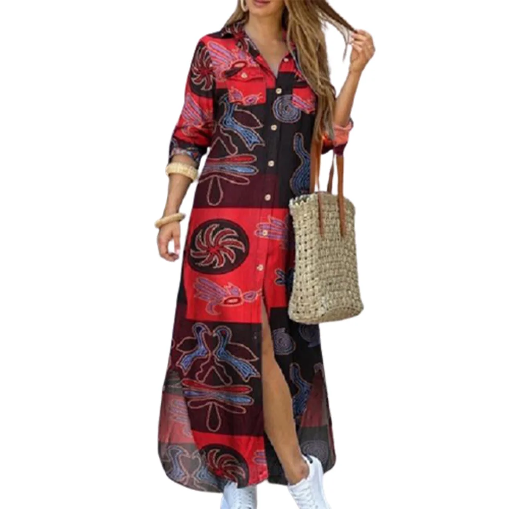 Long Sleeve Shirt Dress Female Plus Size Women Dress Long Plaid Printed Button Vintage Maxi Dresses Women Clothing
Long Sleeve Shirt Dress Female Plus Size Women Dress Long Plaid Printed Button Vintage Maxi Dresses Women Clothing