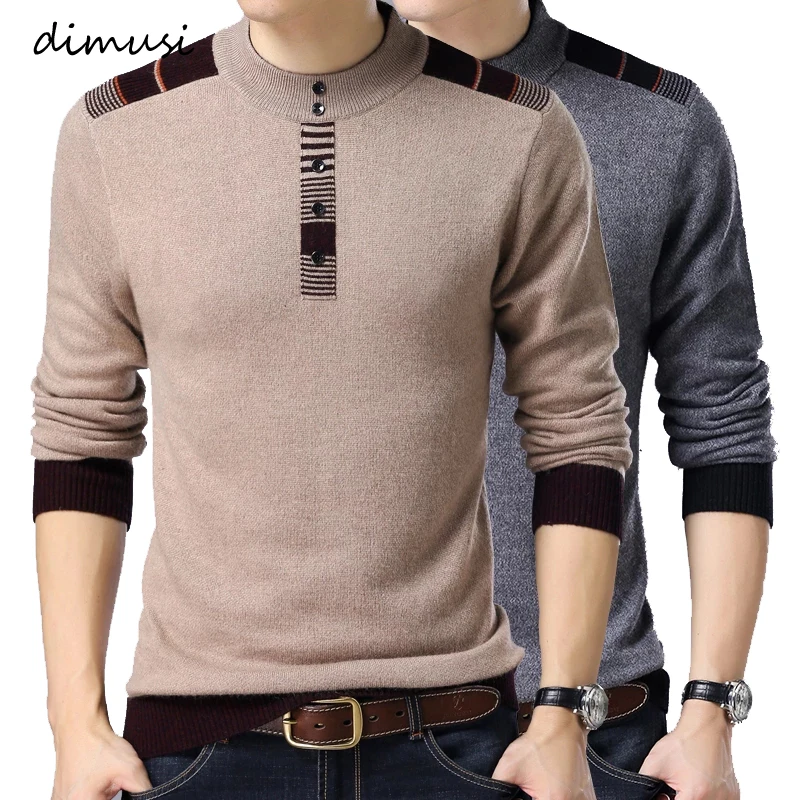 

DIMUSI Autumn Winter Mens Sweater Casual Thick Warm Cashmere Turtleneck Pullover Men O-Neck Classic Sweaters Knitwear Clothing