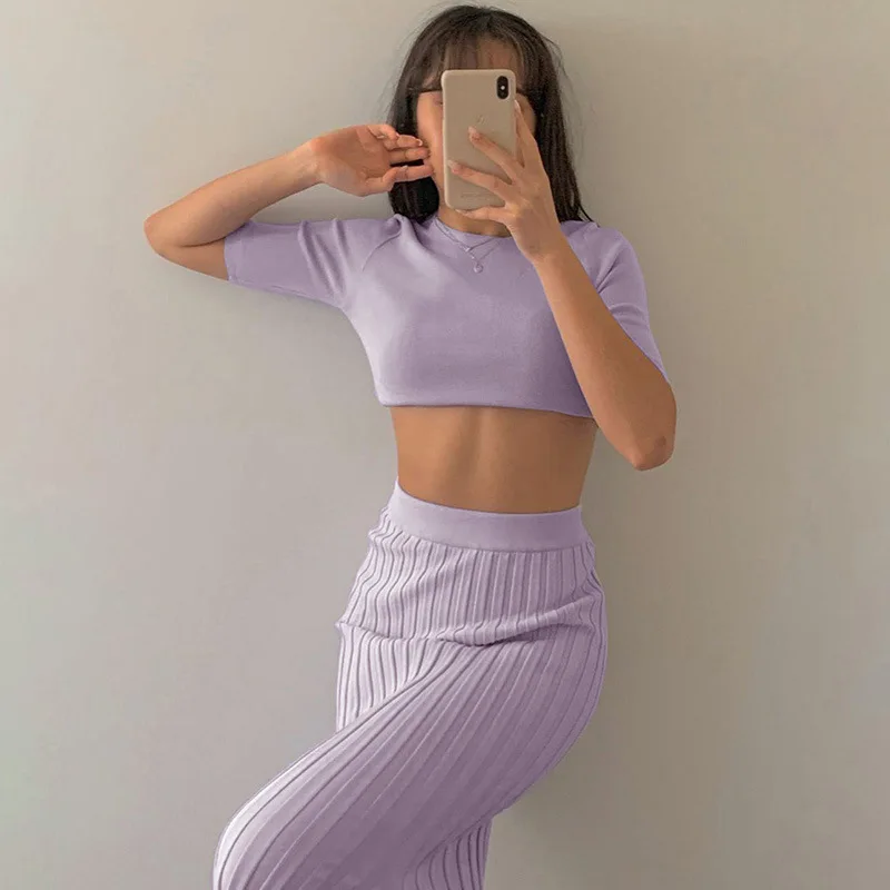 Women's New Sexy Two-piece Split Knitting Female Street Casual Purple Skirt Suits Collage Clothing 2021 Fashion Skirts Side Open
Women's New Sexy Two-piece Split Knitting Female Street Casual Purple Skirt Suits Collage Clothing 2021 Fashion Skirts Side Open