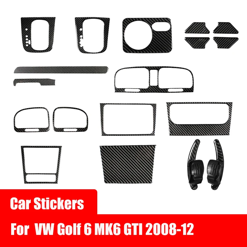

Car Interior Carbon Fiber Door Bowl Central Control Bar Wait Sticker For Volkswagen VW Golf 6 MK6 GTI 2008-2012 uto Accessories