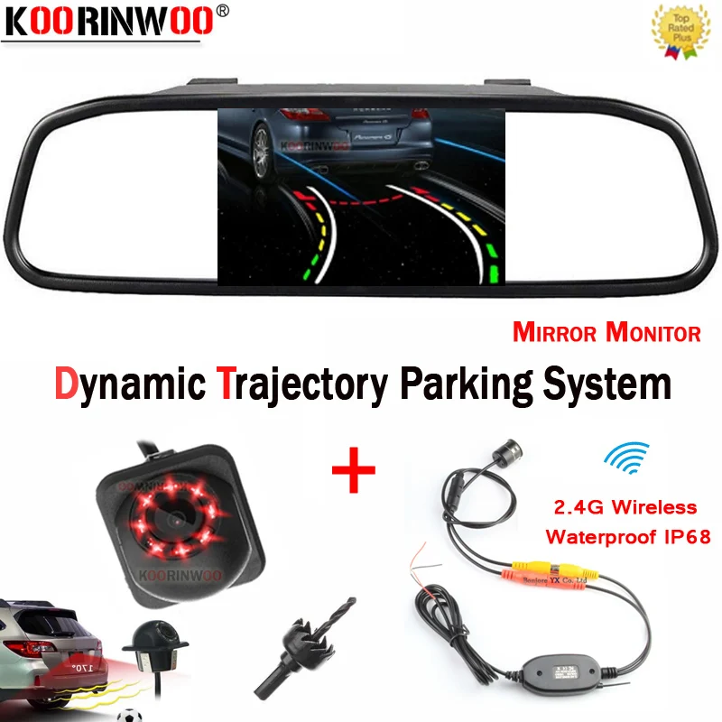 Koorinwoo Wireless Parking Kit Dynamic Trajectory Parking Line 8 IR Lights LCD Monitor Mirror With Rear View Camera Night Vision
Koorinwoo Wireless Parking Kit Dynamic Trajectory Parking Line 8 IR Lights LCD Monitor Mirror With Rear View Camera Night Vision