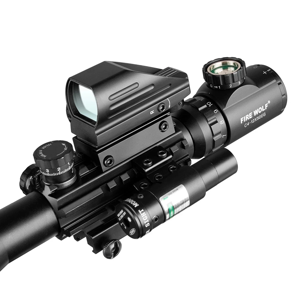 Hunting Airsofts Riflescope 4-12X50 EG 3 in 1 Tactical Air Gun Red Green Dot Laser Sight Scope Holographic Optics Rifle Scope
Hunting Airsofts Riflescope 4-12X50 EG 3 in 1 Tactical Air Gun Red Green Dot Laser Sight Scope Holographic Optics Rifle Scope