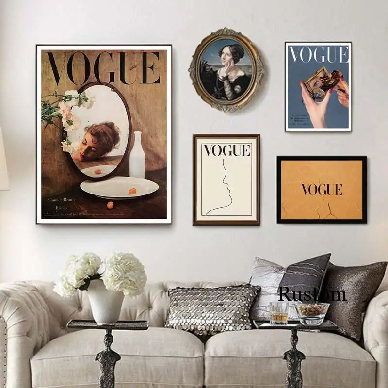 Modern Fashion Vogue Poster Vintage Retro Canvas Wall Art for Home Design Paintings for Living Room Decor Frameless
Modern Fashion Vogue Poster Vintage Retro Canvas Wall Art for Home Design Paintings for Living Room Decor Frameless