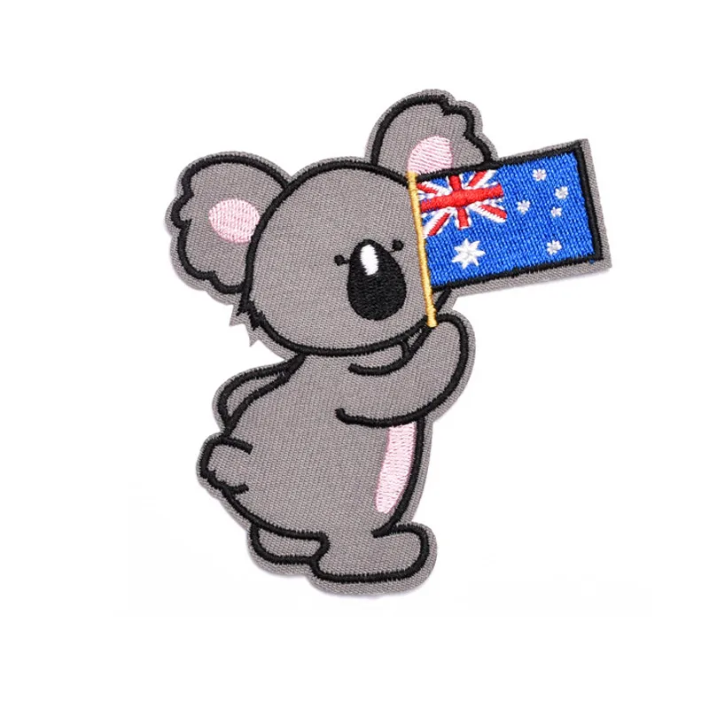 

5Pcs Animal Koala With Australia Flag Iron On Embroidered Patches For Clothing Diy Clothes Badges Stickers Garment Accessories