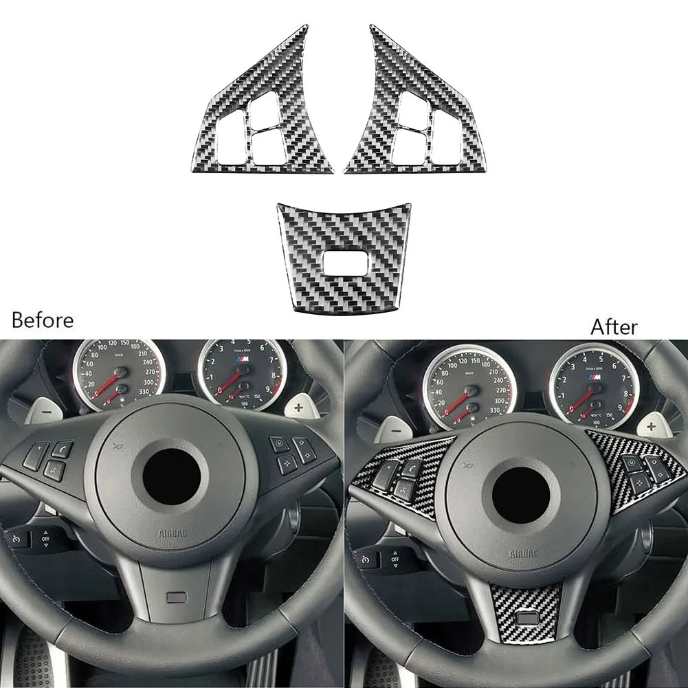 3Pcs Carbon Fiber Steering Wheel Set Cover Trim Auto Interior Mouldings Car-styling Decoration For BMW 6 Series M6 2004-2010
3Pcs Carbon Fiber Steering Wheel Set Cover Trim Auto Interior Mouldings Car-styling Decoration For BMW 6 Series M6 2004-2010