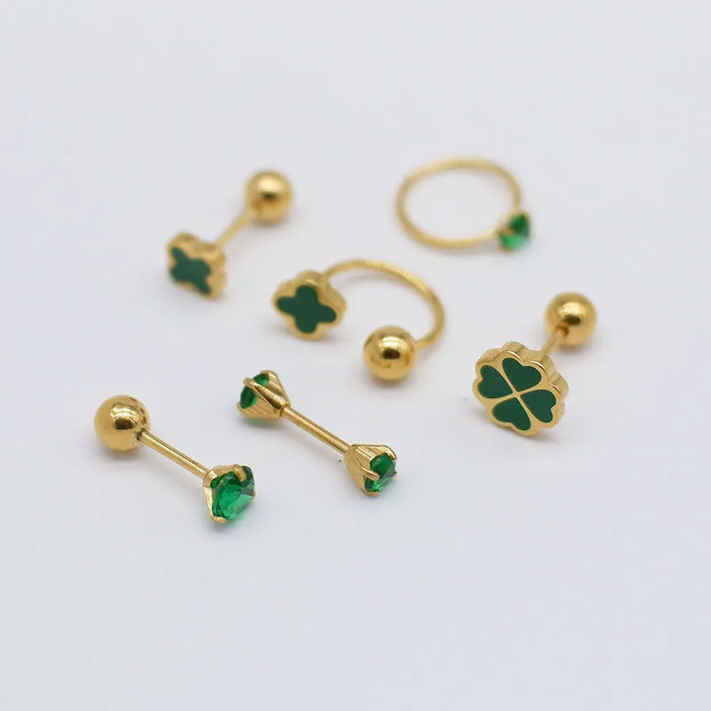 Titanium Steel Fresh Green Zircon Earrings Clover Earbone Nails Small Earrings Fine Needle Earrings Set Stud Earrings Set
Titanium Steel Fresh Green Zircon Earrings Clover Earbone Nails Small Earrings Fine Needle Earrings Set Stud Earrings Set