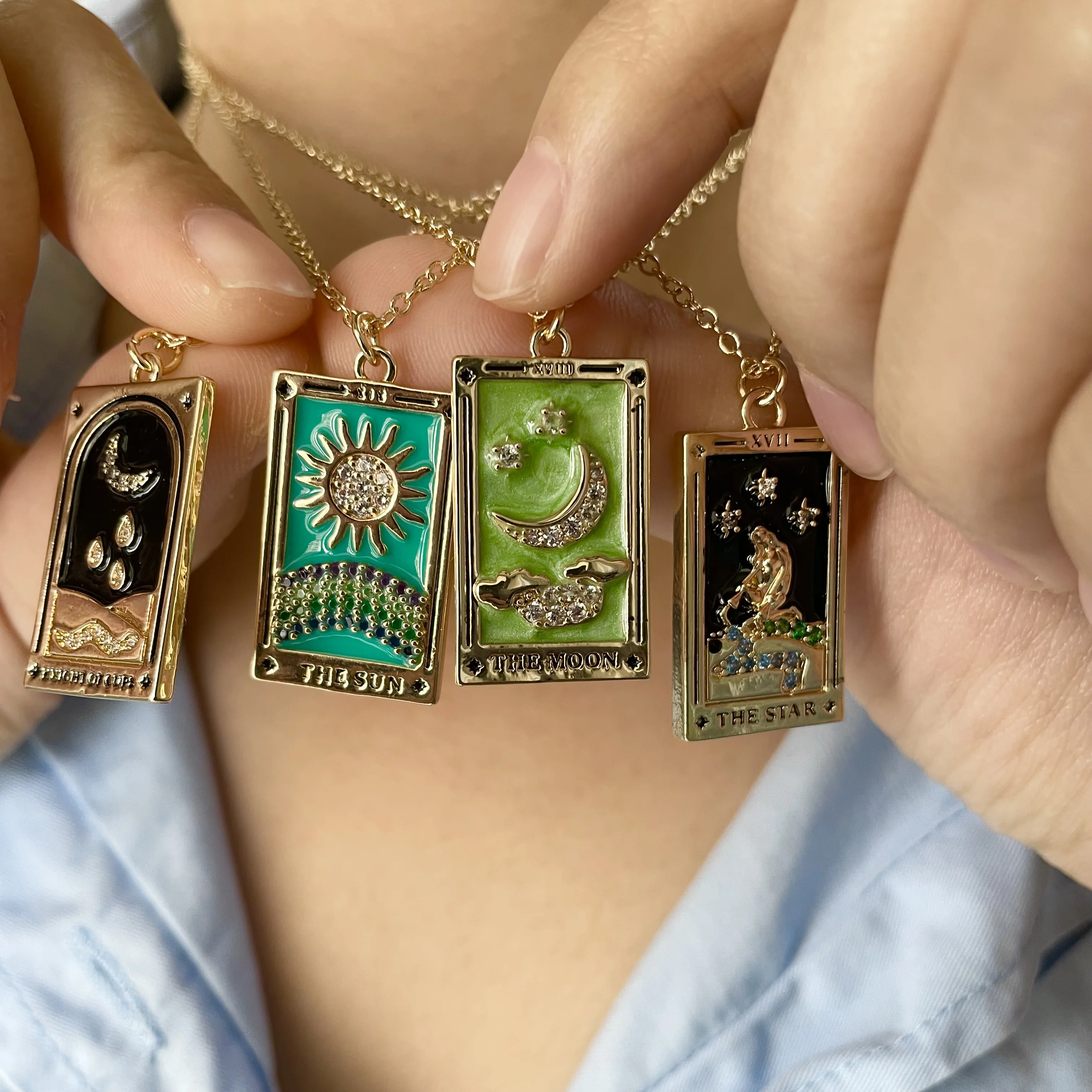 Женское винтажное ожерелье-Таро из нержавеющей стали с эмалью | Украшения и