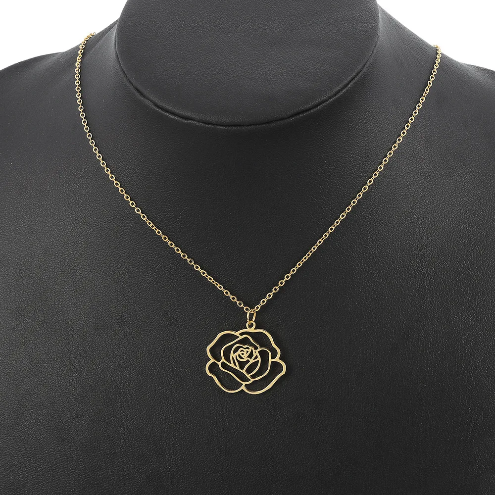 Hollow Rose Flower Necklace Gold and Silver Color Stainless Steel Necklaces & Pendants for Women Simple Wedding Choker Jewelry
Hollow Rose Flower Necklace Gold and Silver Color Stainless Steel Necklaces & Pendants for Women Simple Wedding Choker Jewelry