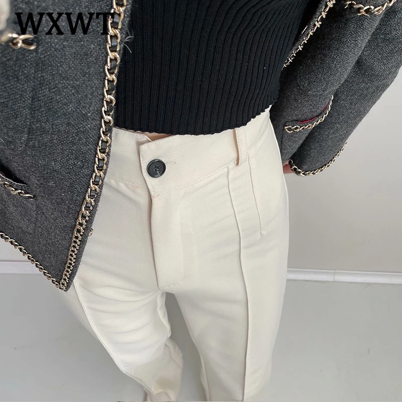 WXWT Fashion Women Straight High Waist Pants Trousers 2021 Spring Female Chic Office Lady High Quality Pants Pantalon LY9398 
WXWT Fashion Women Straight High Waist Pants Trousers 2021 Spring Female Chic Office Lady High Quality Pants Pantalon LY9398