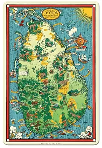 Sri Lanka - Ceylon Tea Propaganda Board Pictorial Map by Macdonald (Max) Gill c.1933 Metal Tin Sign
Sri Lanka - Ceylon Tea Propaganda Board Pictorial Map by Macdonald (Max) Gill c.1933 Metal Tin Sign