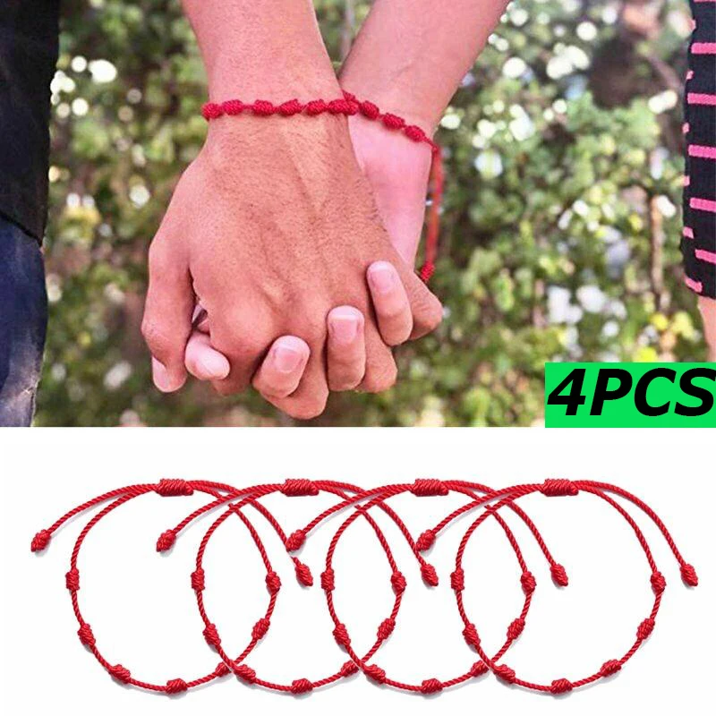 4pcs Couple bracelets Handmade 7 Knots Red String Bracelet for Woman Man lucky Amulet Friendship Braid Rope Wristband Jewelry
4pcs Couple bracelets Handmade 7 Knots Red String Bracelet for Woman Man lucky Amulet Friendship Braid Rope Wristband Jewelry