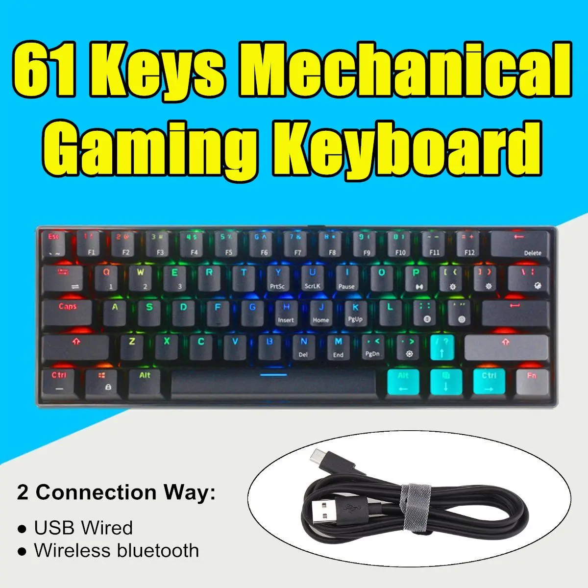 RK61 bluetooth Wired/ wireless Dual Mode RGB Mechanical Gaming Keyboard for notebook desktop computer rechargeable Keyboard
RK61 bluetooth Wired/ wireless Dual Mode RGB Mechanical Gaming Keyboard for notebook desktop computer rechargeable Keyboard