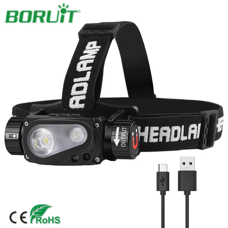 Налобный фонарь BORUiT XHP50 + XPE светодиодный с ИК-датчиком зарядкой от USB | Освещение