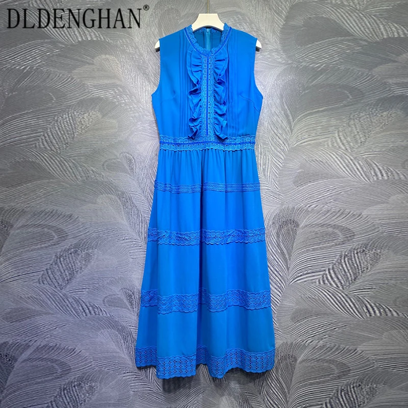 DLDENGHAN Fashion Designer Office Lady Solid Dress Women's O-Neck Sleeveless Ruffles Lace Patchwork Dresses Summer New
DLDENGHAN Fashion Designer Office Lady Solid Dress Women's O-Neck Sleeveless Ruffles Lace Patchwork Dresses Summer New